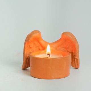 Đèn đốt nến đất nung hình cánh thiên thần -angel wings candle holder - dn48