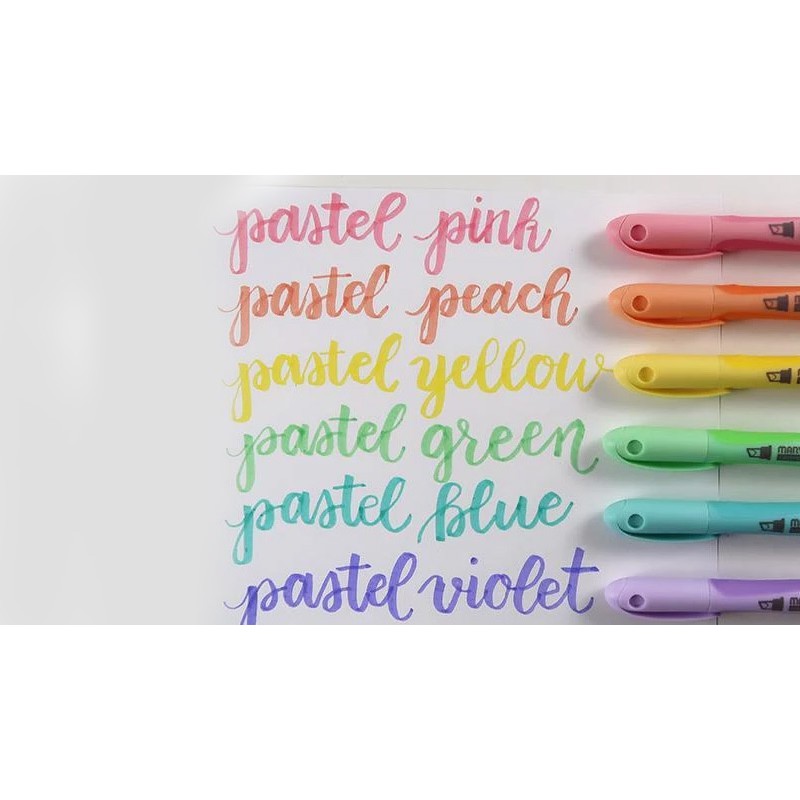 [Dụng cụ vẽ Tâm Tâm] Bộ 6 cây bút dạ quang MARVY 8000 màu pastel-Dụng cụ vẽ Tâm Tâm