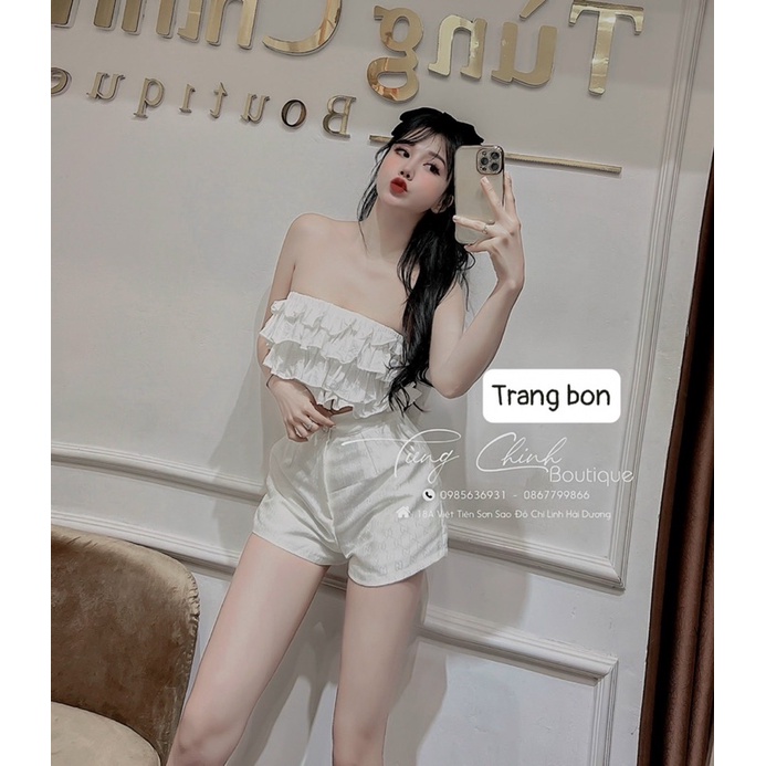 Set áo quây bèo + quần đùi tafta