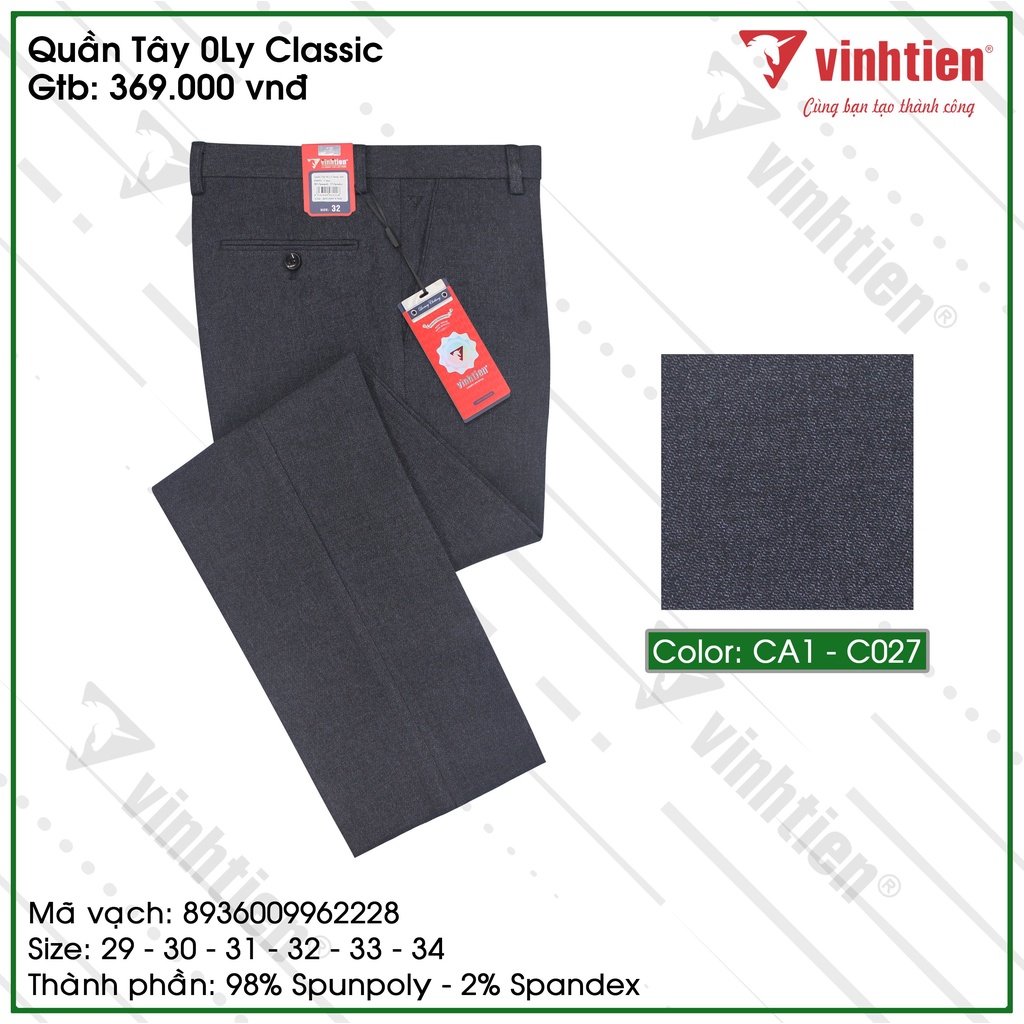 Quần Tây Công Sở Nam (Nhiều Màu) 0ly Classic Vĩnh Tiến 369