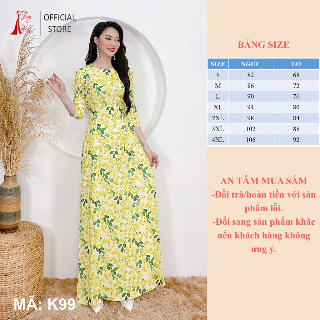Áo dài cách tân nữ truyền thống thiết kế may sẵn tết nền xanh lá nhí K99 Thúy Kiều mềm mại co giãn áo dài giá rẻ