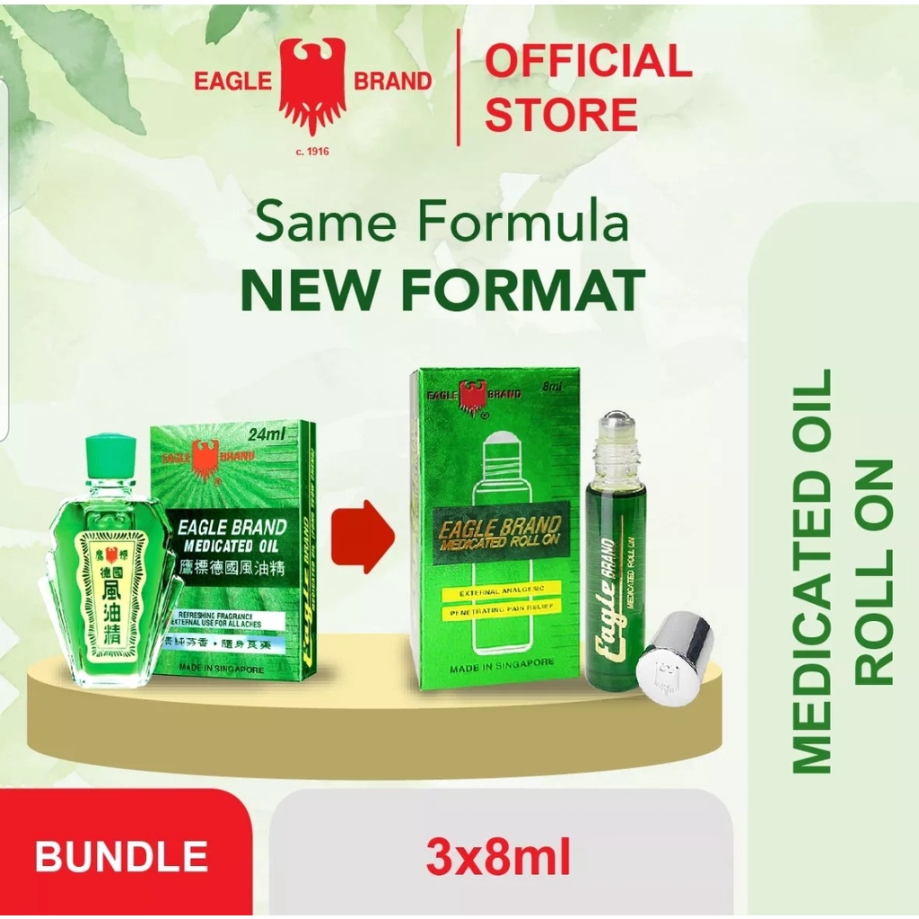 Dầu xanh Con Ó dạng chai lăn 8ml - Dầu bi lăn ó xanh - Chai lăn ó xanh tiện dụng - Eagle Brand Oil