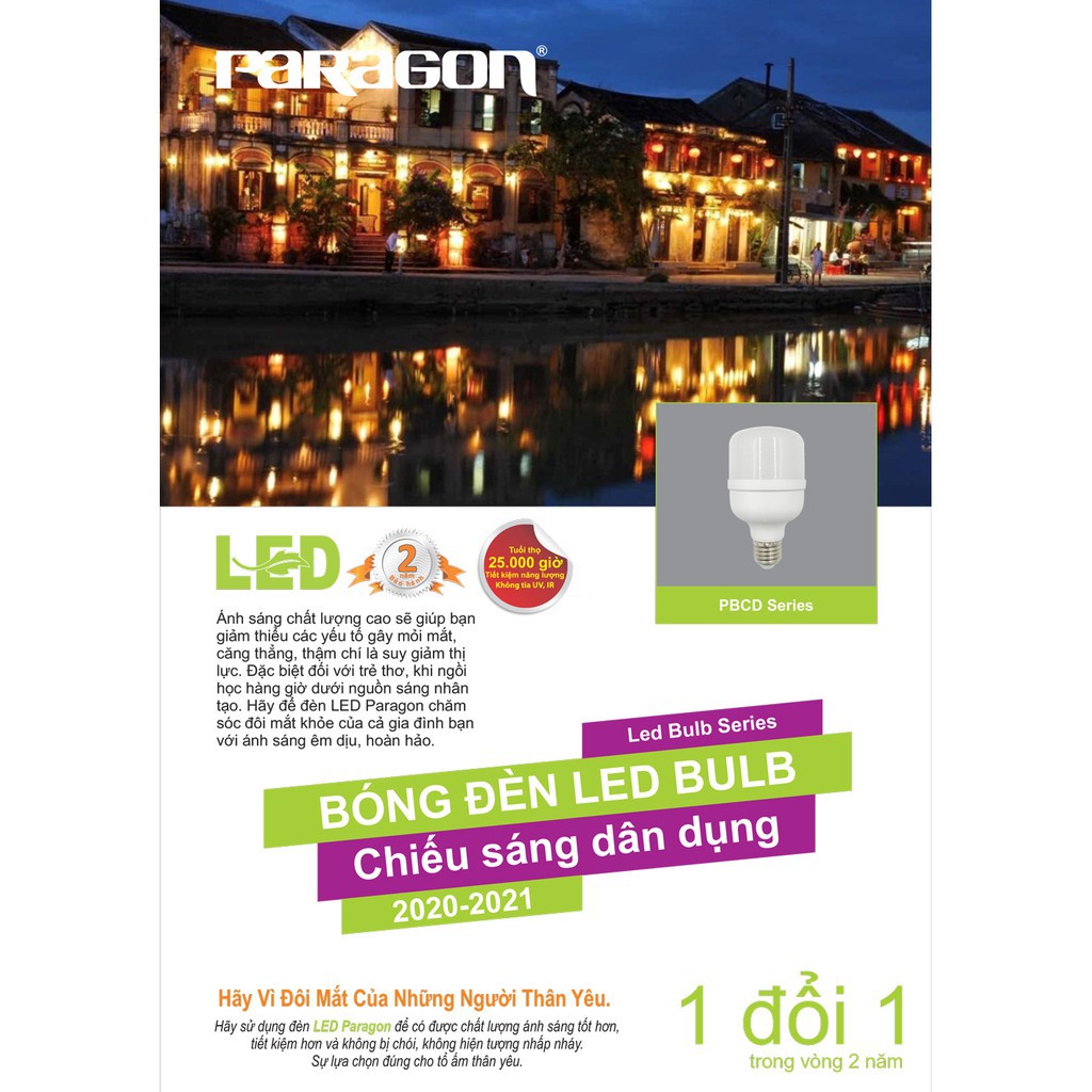Bóng led bulb Paragon PBCD930E27L ( 9w ) 3000k E27