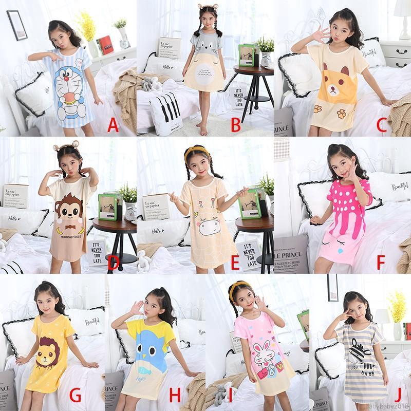 Đầm ngủ thiết kế họa tiết hoạt hình dễ thương cho bé gái