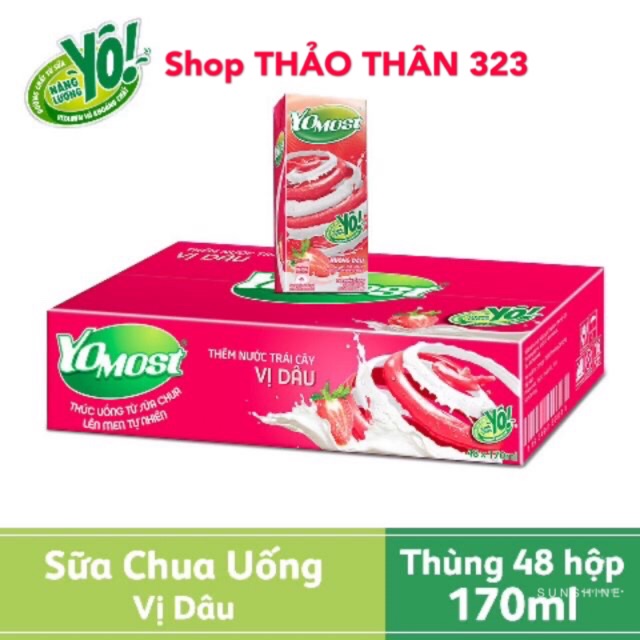 💖Sữa Chua Uống YoMost Có 4 Vị Dâu, Cam, Lựu, Việt Quất Thùng 48hộp x 170ml