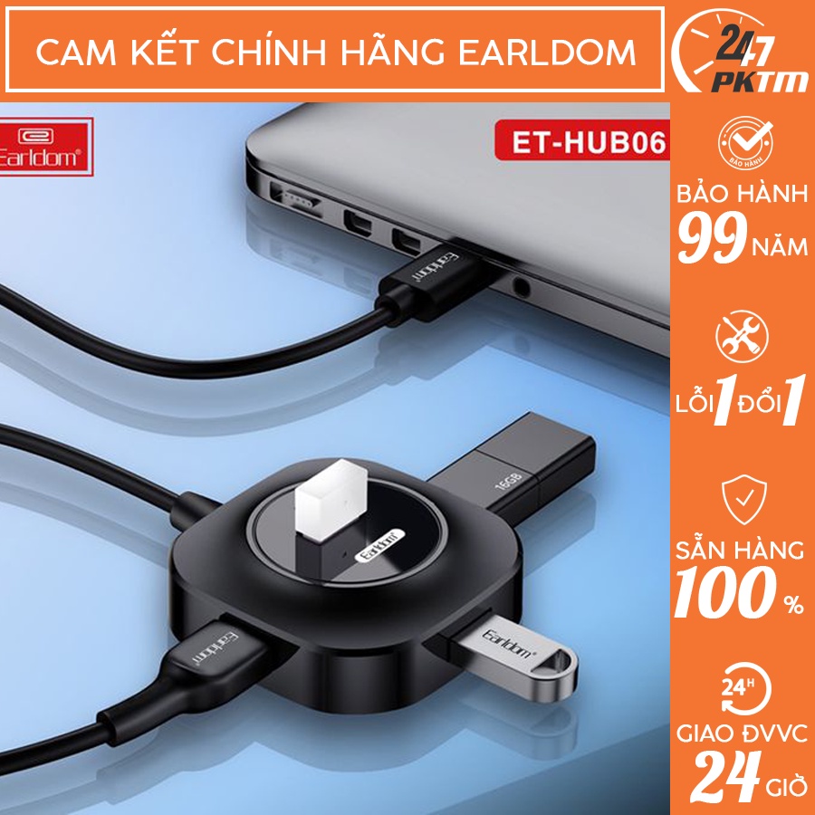 CHÍNH HÃNG EARLDOM Ổ Cắm USB Earldom HUB-06 (Hỗ Trợ 4 Cổng USB 2.0) | Phụ Kiện Thông Minh 247 VN
