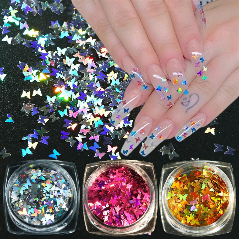 Hộp sequin hình bướm trang trí móng nghệ thuật lấp lánh