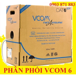 Cáp lan vcom cat 6 utp 23awg 4prs - pvc - cáp lan vcom cat 6 utp 23awg 4prs - pvc