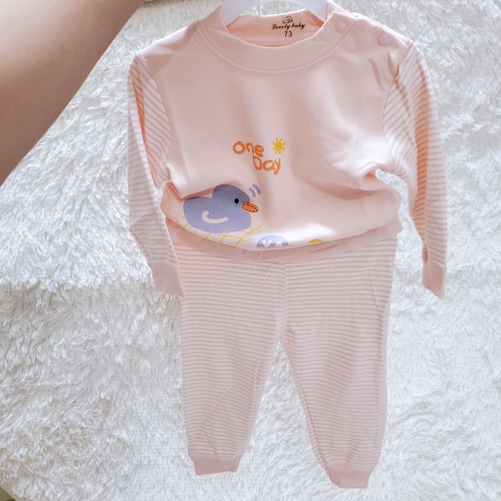 325 Bộ dài tay cài vai cotton nỉ dày vừa hàng quảng châu loại 1 cho bé trai/ bé gái (6-12kg)