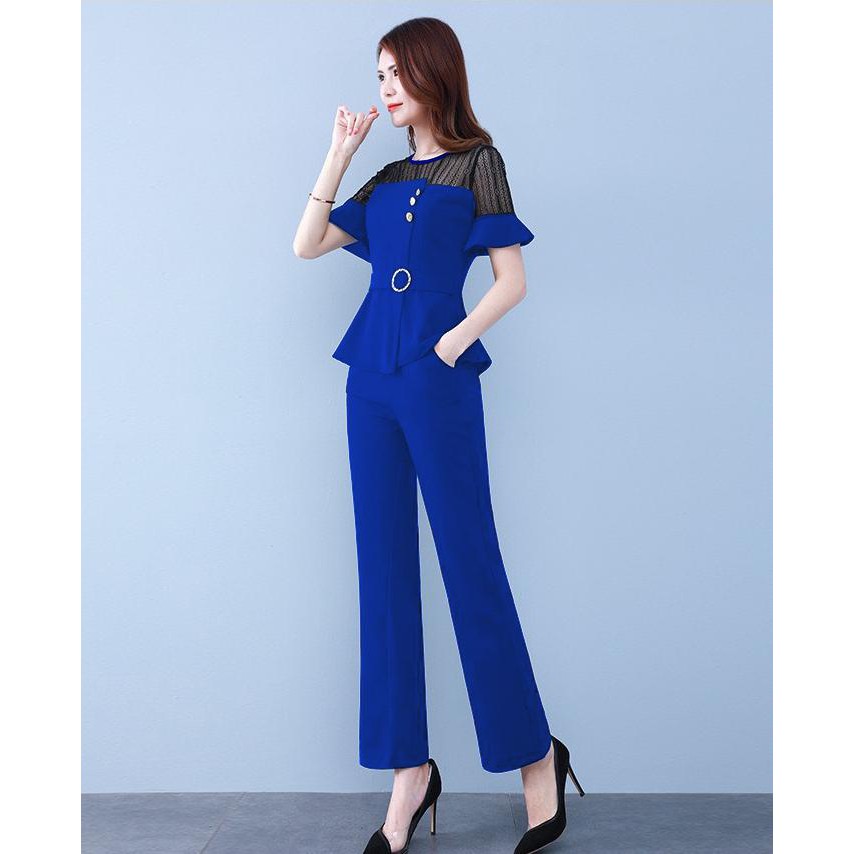 GOTI - Set Bộ Công Sở Nữ Cao Cấp Áo Tay Loe Quần Ống Đứng 3279
