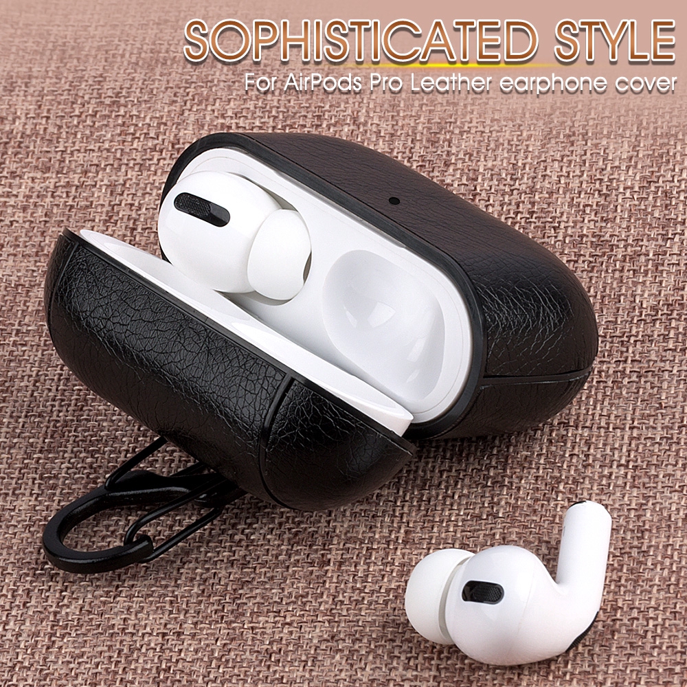 Hộp đựng tai nghe Airpods Pro bằng da PU có nút bấm