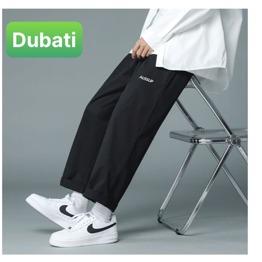 Quần baggy nam nữ Unisex ống rộng in chữ AUSSUP - Kiểu quần Kaki Nam Nữ Ống Suông Basic Unisex Sành điệu mới - Dubfashon