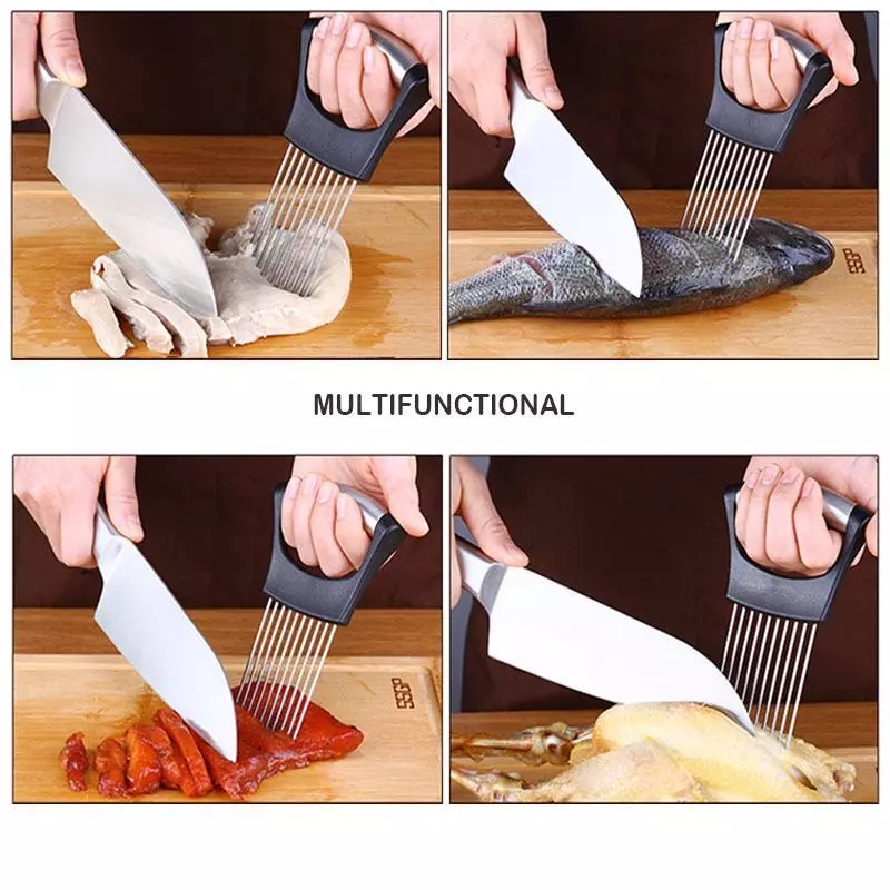 Dụng Cụ Hỗ Trợ Cắt Lát Hành Tây Đa Năng Bằng Thép Không Gỉ