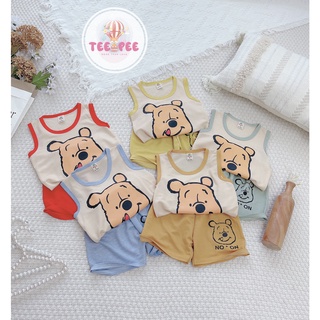 Bộ áo ba lỗ gấu POOH cho bé trai và bé gái từ 8 - 18kg chất thun - Teepee B001
