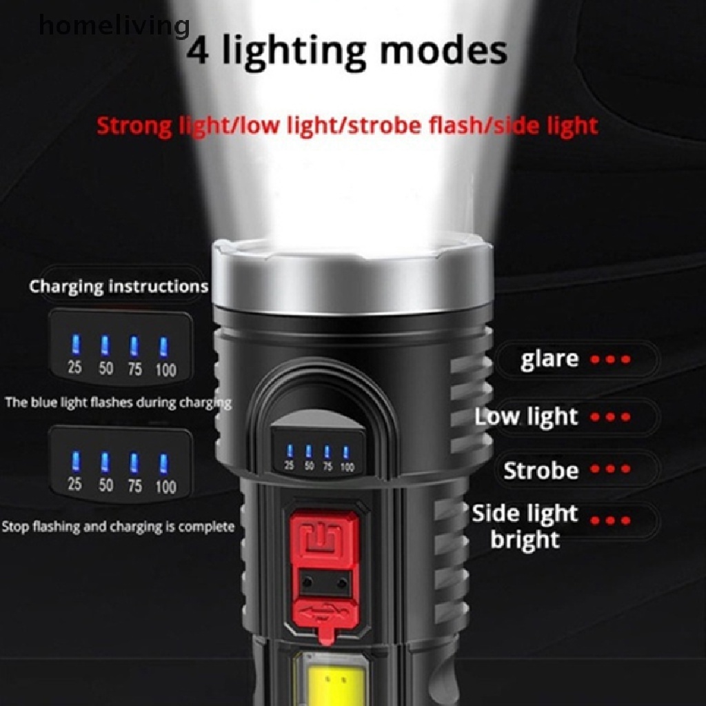 Đèn Pin LED Siêu Sáng Sạc USB Tiện Dụng Mang Theo Du Lịch Leo Núi