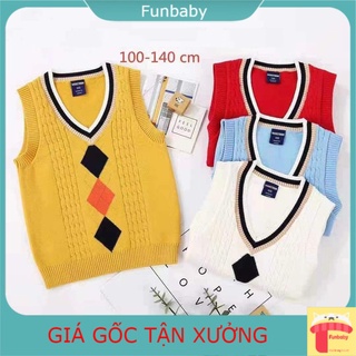  Áo len gile cho bé Gile len bé trai 1-7 tuổi cổ tim và cổ tròn phong cách Hàn Quốc sợi không bai xù 