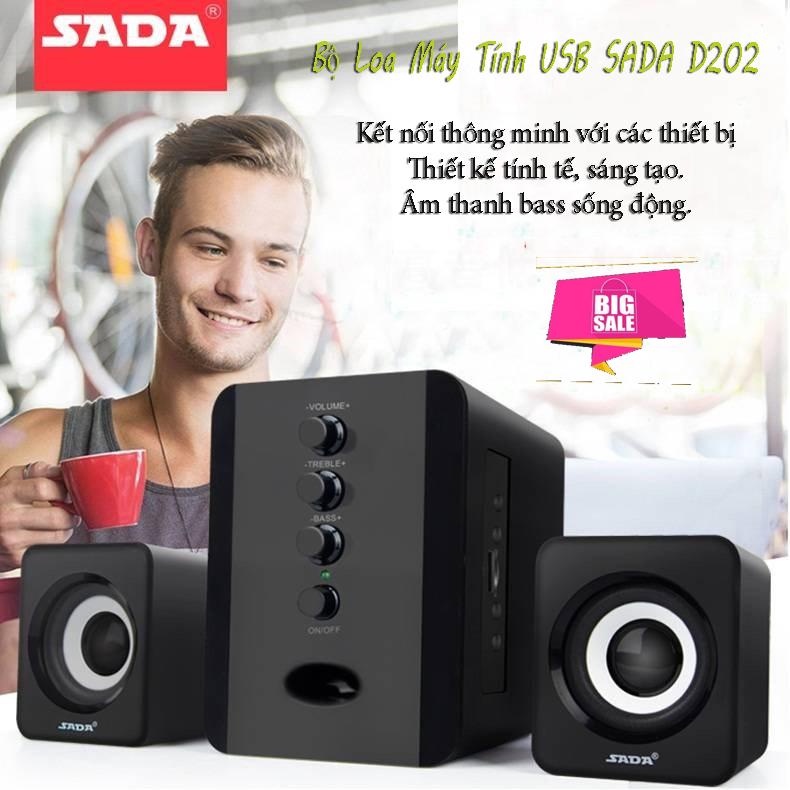 Bộ Loa Máy Tính Mini SADA D202, Loa vi tính hiện đại, Bass Chuẩn, Âm Thanh Tuyệt Đỉnh, Bảo hành chính hãng