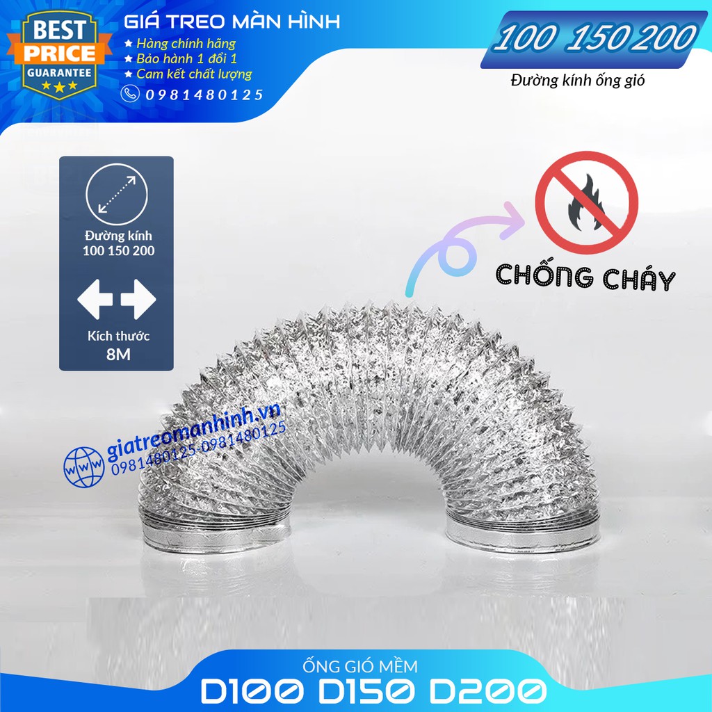 Ống Thông Gió Tròn, Ống Gió Mềm , Ống Dẫn Gió Mềm Đường Kính 10Cm 15Cm 20Cm