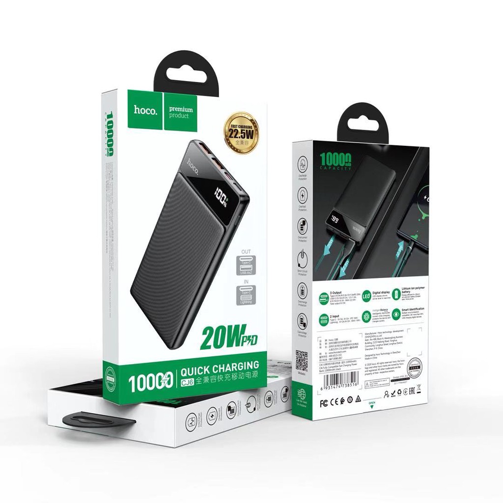 Pin sạc dự phòng CJ6 Hoco 10000 mAh - Chính Hãng - Siêu gọn