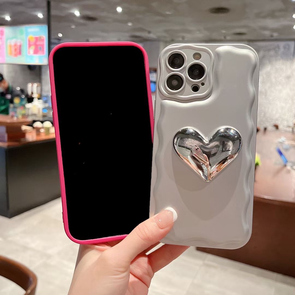 Ốp Điện Thoại Họa Tiết Hoa Hồng / Trái Tim Màu Bạc Cho iPhone X XS XR XS max 13Proax 11 11 pro 11 pro max 12 12 12 pro 12 pro max