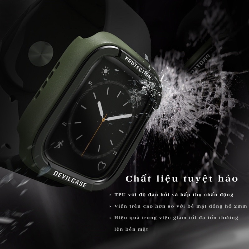 Ốp viền chống sốc DevilCase cho đồng hồ thông minh aw series 7 6 SE 5 4 size 41mm 44mm 45mm