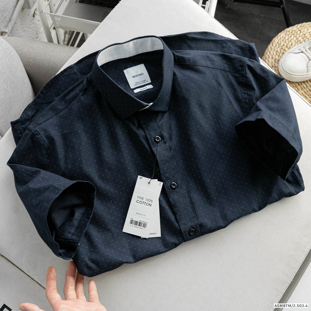 Áo sơ mi nam ngắn tay BT, form slimfit chất vải cotton thấm hút mồ hôi, Hàng VNXK
