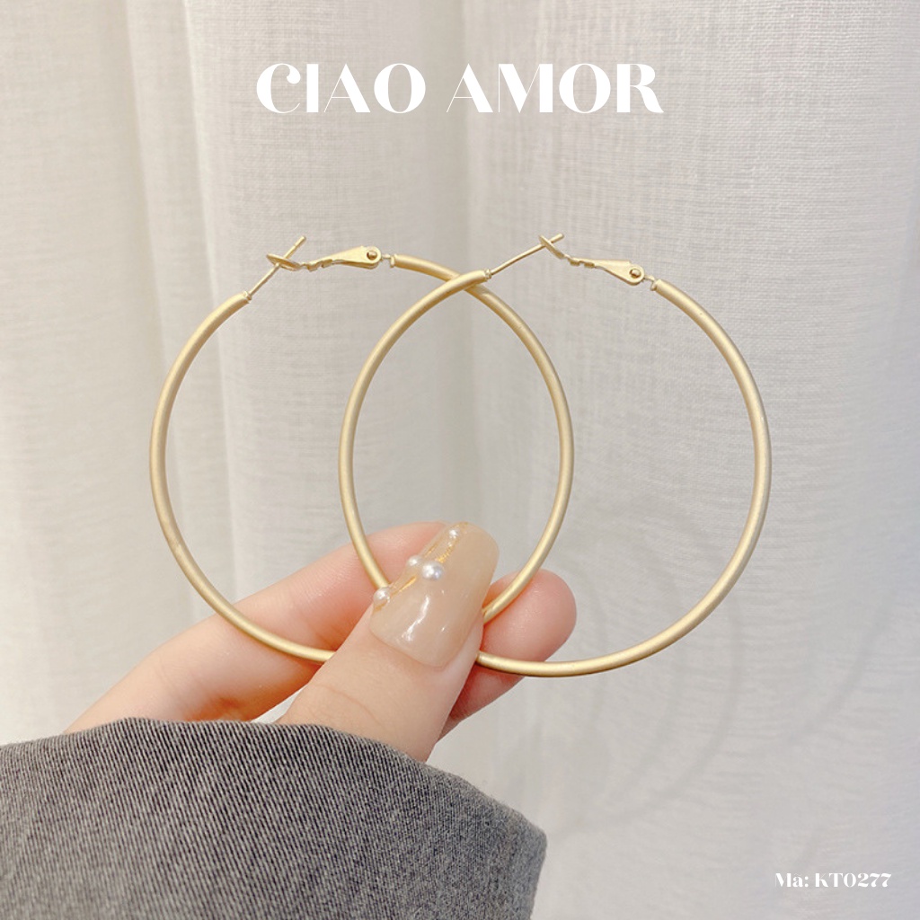 Khuyên tai nữ, Bông tai tròn to mảnh sang trọng đi tiệc Trang sức Ciao Amor -KT0277