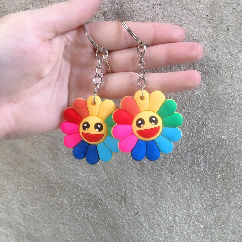 Móc Khoá Dẻo Silicon pilu hoa mặt trời kai ki bảy sắc cầu vồng cute dễ thương
