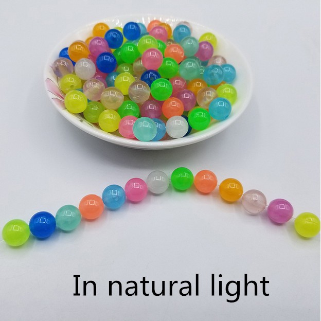 Chuỗi hạt Acrylic màu dạ quang 6/ 8/ 10/ 12mm dùng làm trang sức thủ công
