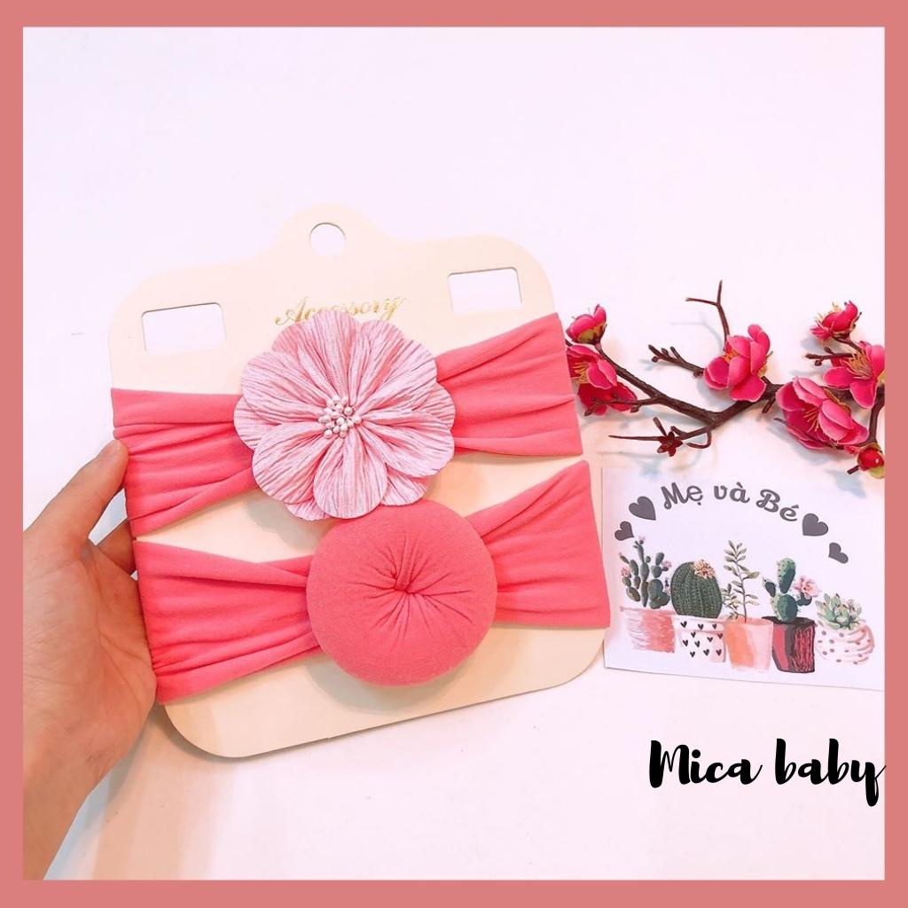 Set 2 băng đô bản to đáng yêu cho bé Mica baby loại hoa+ van BD60