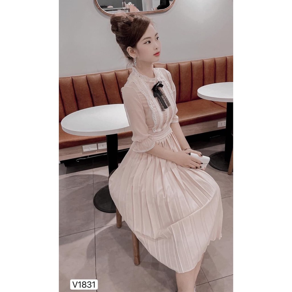 [Nhập WAMAR931 giảm ngay 15k]Đầm thiết kế cổ nơ dáng váy xếp ly nhẹ mặc lên tiểu thư V1831_Zin Boutique [Kèm ảnh thật] | BigBuy360 - bigbuy360.vn