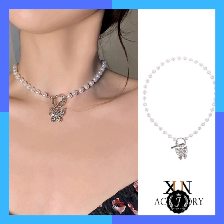 Dây Chuyền Ngọc Trai Nhân Tạo Mặt Bướm Xinh Xắn Phong Cách Hàn Quốc DC57