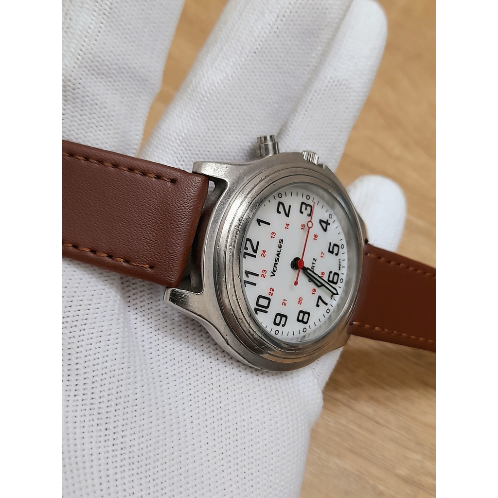 Đồng hồ nam Versales hàng si Nhật mặt kính cong dây da
