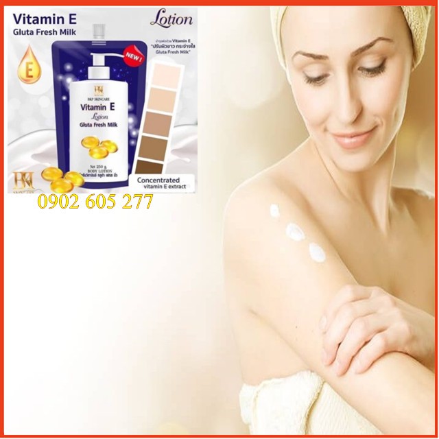 [hàng chính hãng] Sữa dưỡng thể Vitamin E Gluta Fresh Milk Thái Lan dưỡng trắng & làm mịn màng da 250ml | BigBuy360 - bigbuy360.vn
