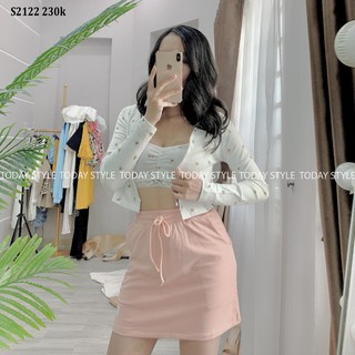 Set áo 2 dây chân váy ôm kèm áo khoác Today Style vải dày dặn S2122