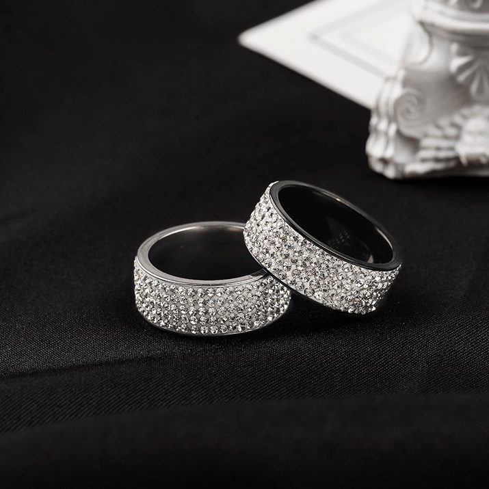 Nhẫn Unisex Cho Nam Nữ Dring Đính Đá Màu Bạc Merin Accessories Tinh Tế Thời Trang Basic Chất Liệu Inox Không Gỉ