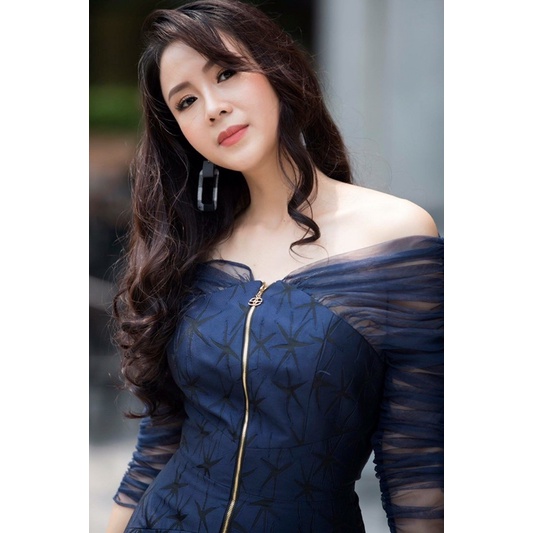 Váy gấm elise xanh