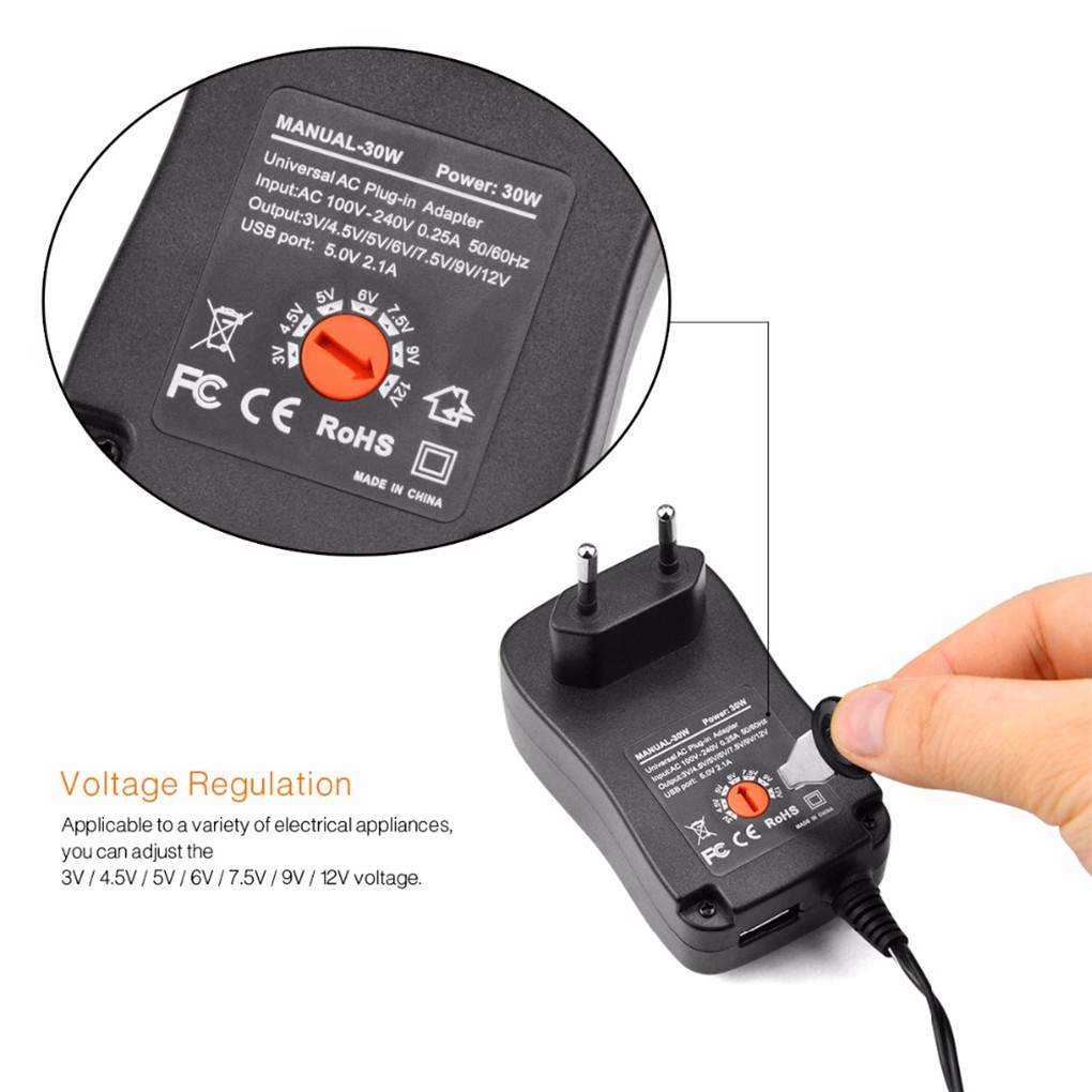 AC/DC Adapter Switching Power Transmer Converter 8 Plug 30W 3V 12V Electronics LED Strip 8pcs