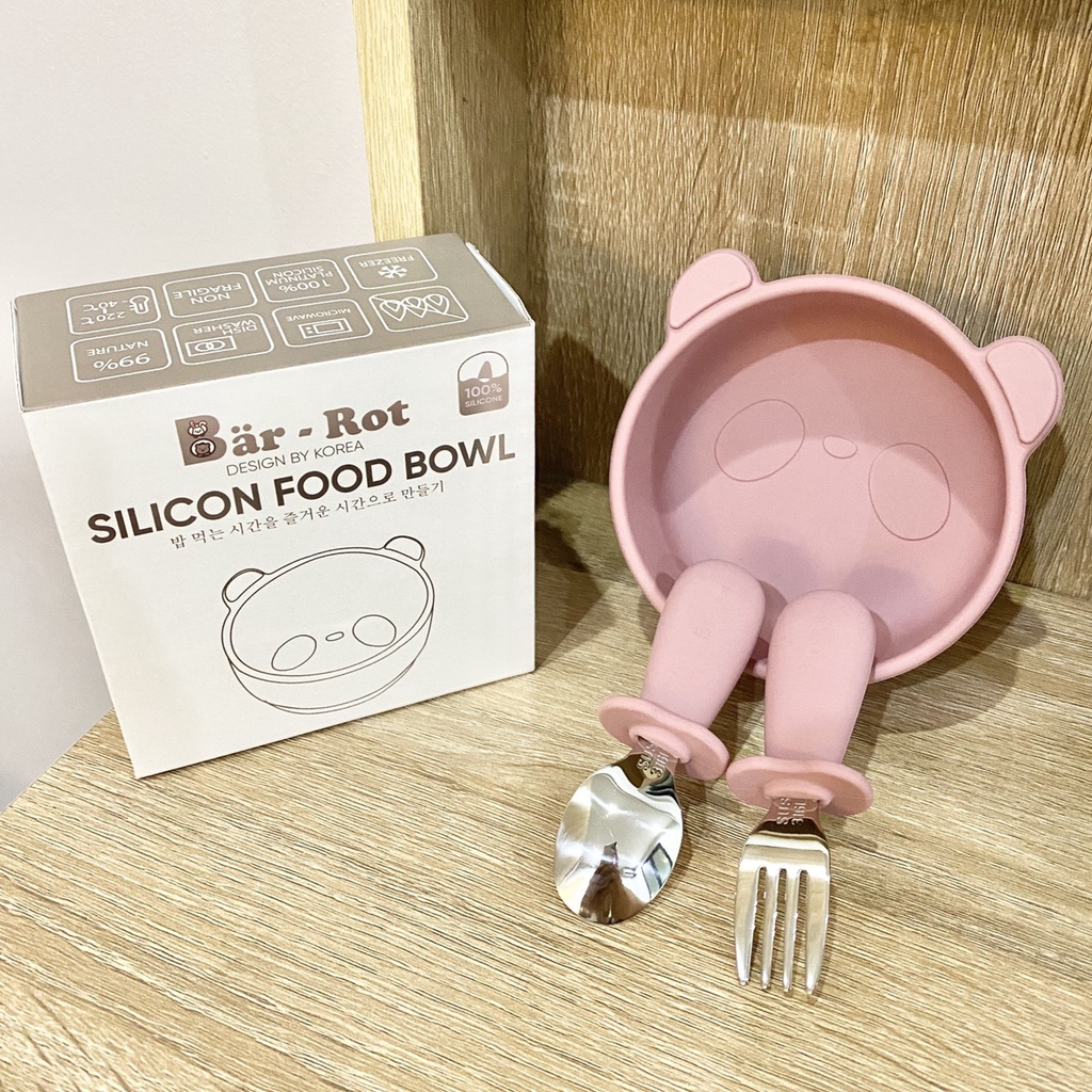 Bộ Khay Bát Thìa Dĩa Silicone Ăn Dặm Cho Bé BAR-ROT Siêu Bền Đẹp | Minizon Kids