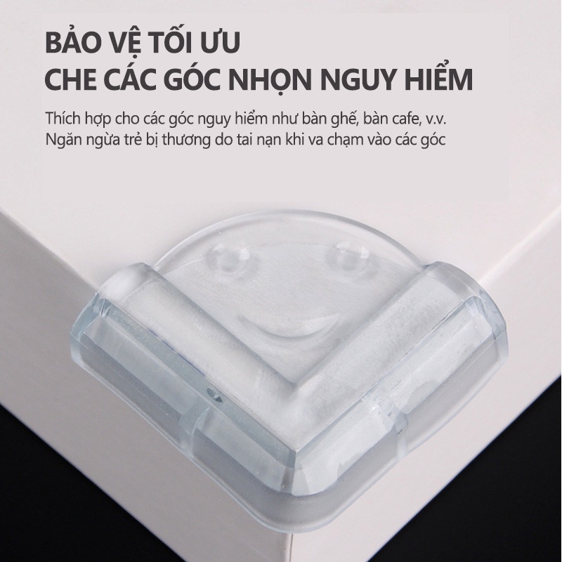 Miếng Bọc Góc Bàn Bịt Cạnh Góc Vuông Chất Liệu Silicone Cao Cấp Có Đệm Đàn Hồi An Toàn Cho Bé