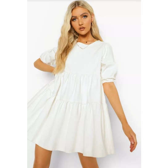 Đầm babydoll trắng VNXK đầm baby doll tiered dress in white đầm công chúa xoè tầng xuất khẩu dư xịn
