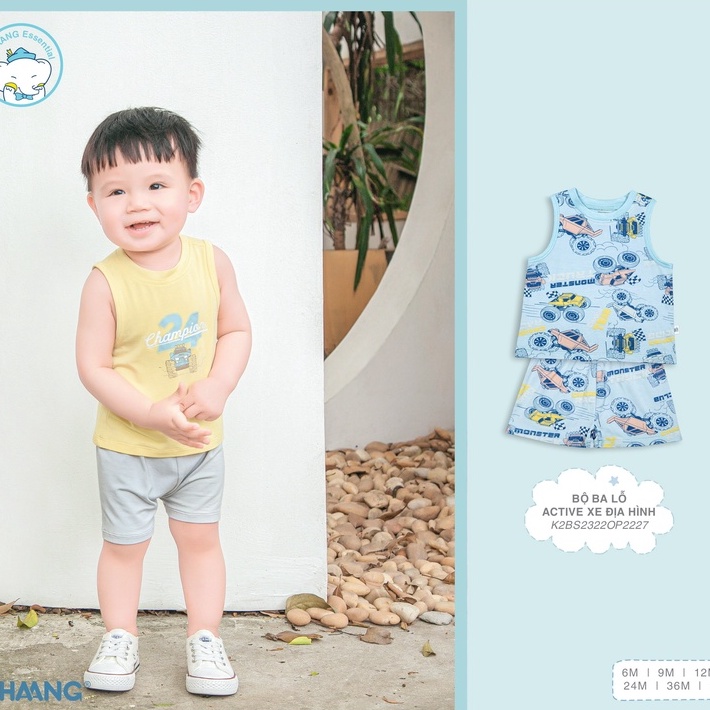 CHAANG- Bộ ba lỗ Chaang cho bé trai size 3 tháng đến 5 tuổi SS2022D06