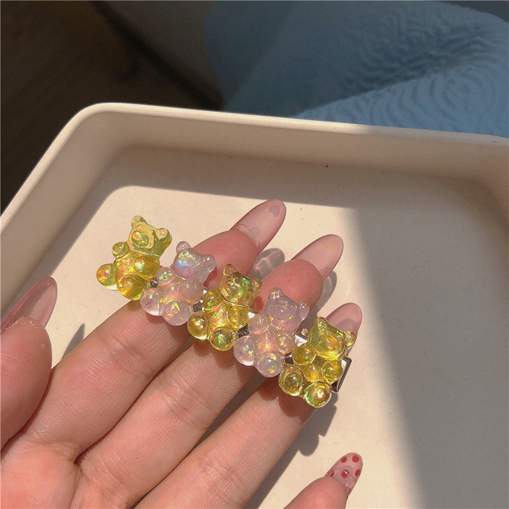 Kẹp Tóc Mỏ Vịt Màu Kẹo Hình Gấu Dễ Thương Phong Cách Hàn Quốc Cho Nữ