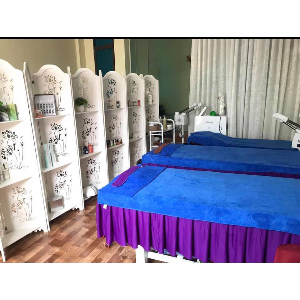 Bình Phong VÁCH NGĂN Hoa Sen To Dưới Nước Có Kệ IG478 bình phong spa