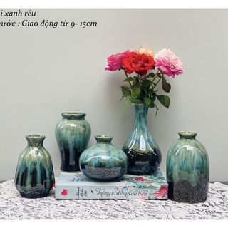 Lọ hoa, bình cắm hoa mini decor gốm sứ bát tràng cao cấp men hoả biến