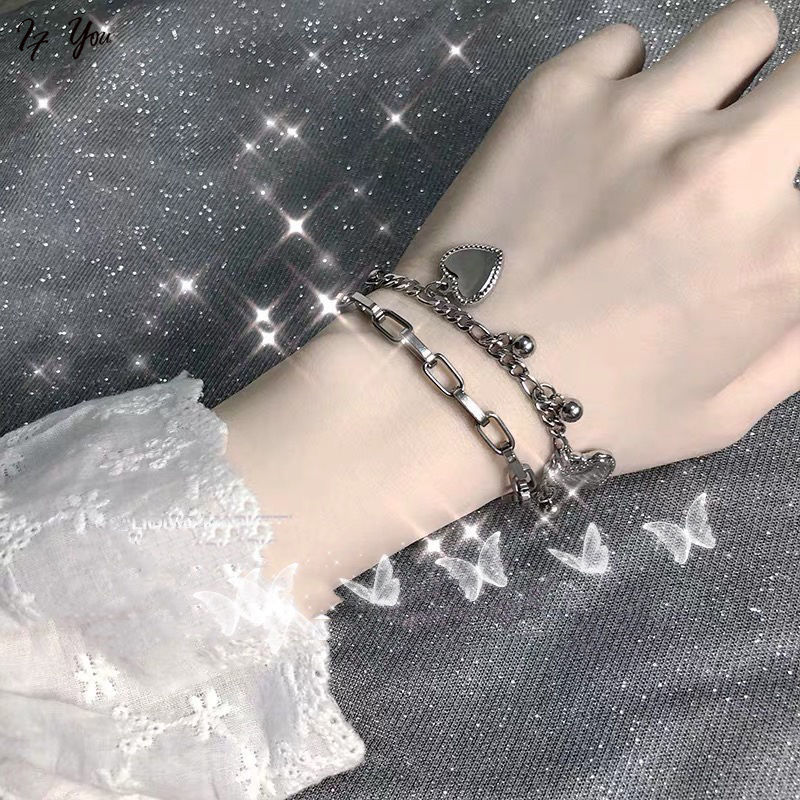 Vòng Tay Mạ Bạc Nhiều Lớp Thiết Kế Đơn Giản Phong Cách Retro