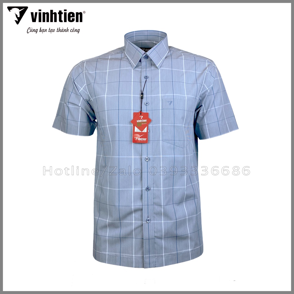 Áo Sơ Mi Tay Ngắn Sọc Caro Bamboo Vĩnh Tiến Regular Vạt Ngang 439 - Mẫu 2