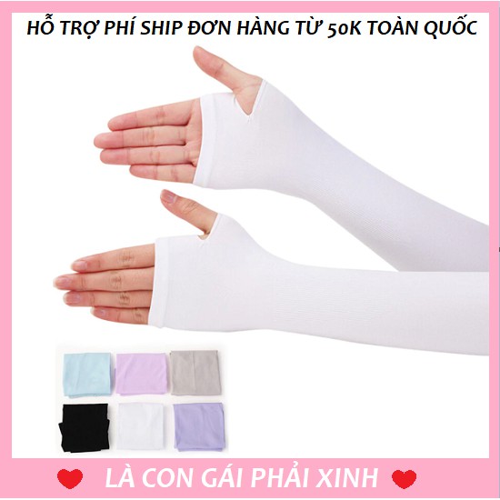 Găng tay chống nắng xỏ ngón Hàn Quốc - Bao tay đi phượt Siêu Mát chống tia UV - Ống tay đi xe máy