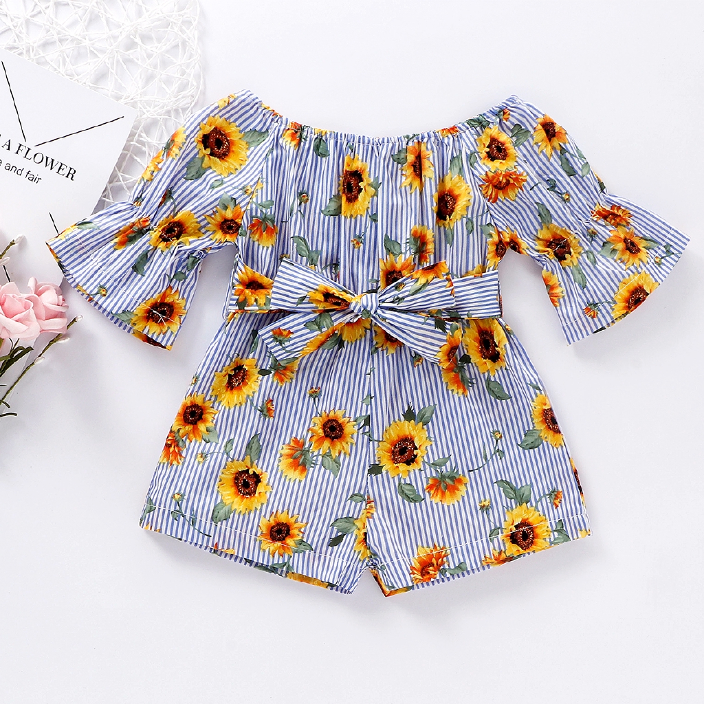 Bộ áo liền quần một mảnh hình hoa dễ thương cho bé 0-5 tuổi