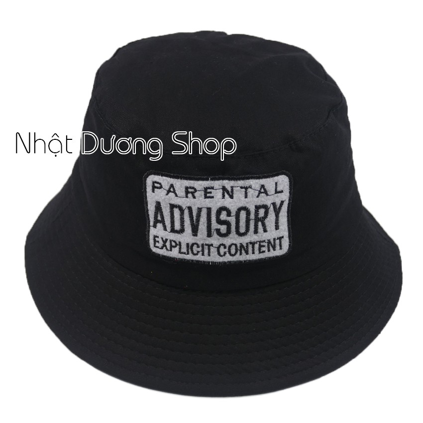 Nón bucket tai bèo Parental Advisory - Đen vải Cotton thoáng mát thích hợp cho ace